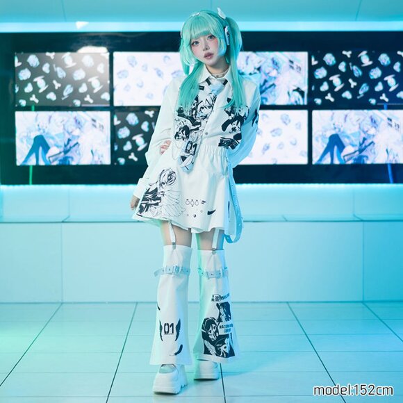 NEW ACDC RAG - Hatsune Miku Forever White Blue Skirt with Leg Warmer - Picture 4 of 9